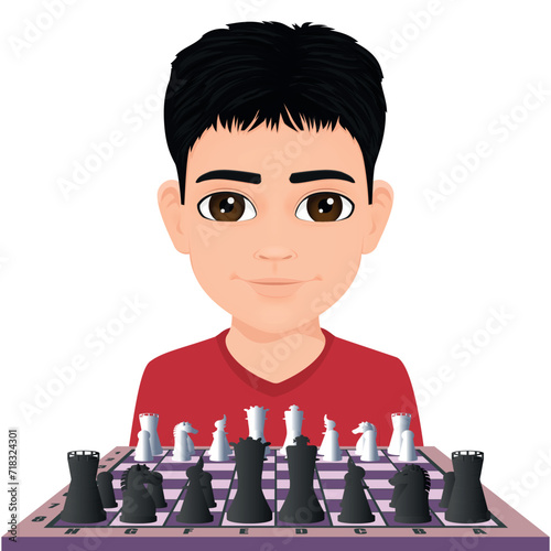 boy ready to play chess