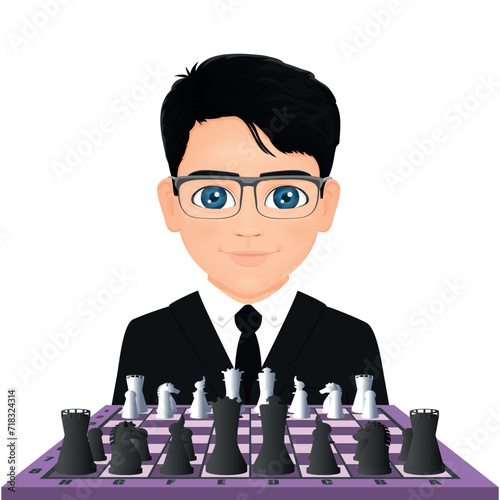 boy ready to play chess