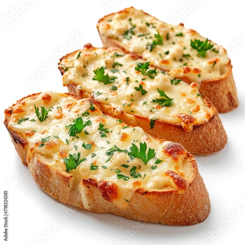 Garlic bread with cheese isolated on white