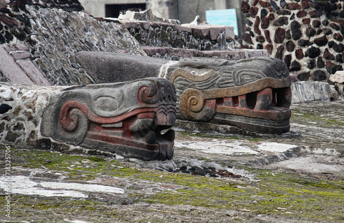 The ruins of the Great Pyramid (or Templo Mayor) the main temple of Tenochtitlan (now Mexico City), capital of the Aztec empire photo