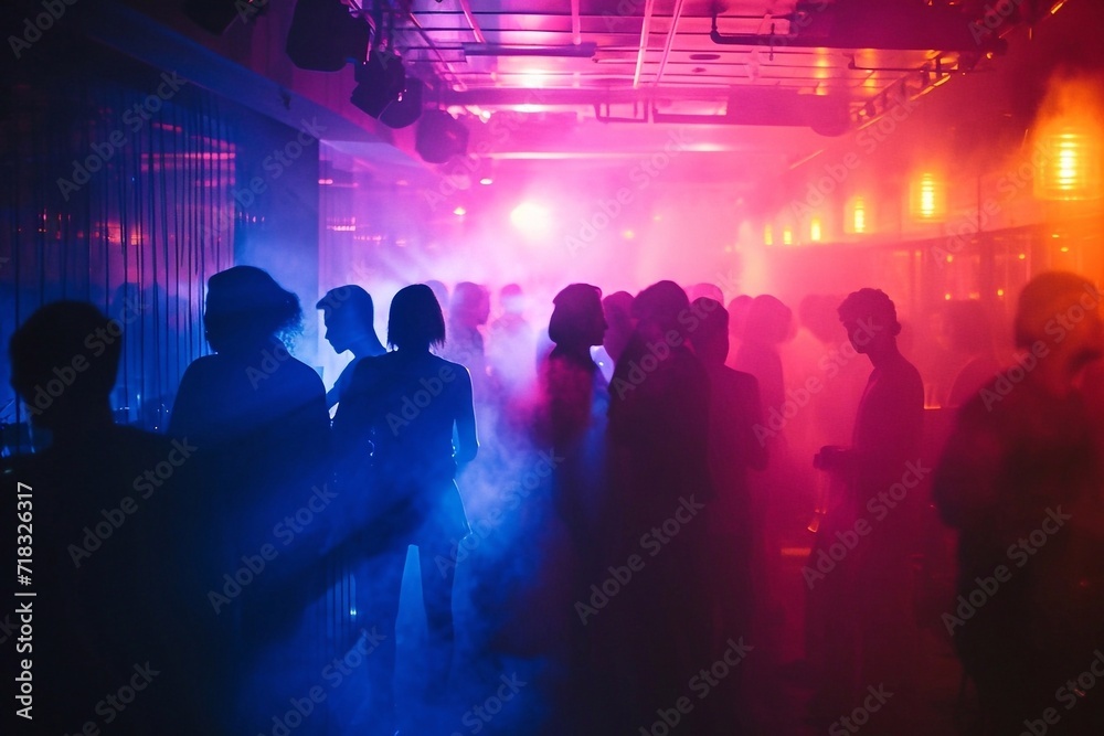 Silhouette of a group of dancing people at a nightclub party Silhouette of a group of dancing people at a nightclub party