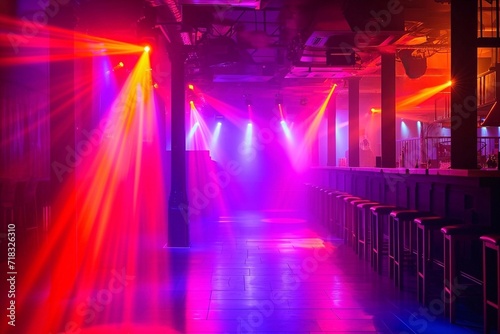 Wallpaper Mural Colorful rays of light and smoke on a dance floor in a night club. A long bar in the club Torontodigital.ca