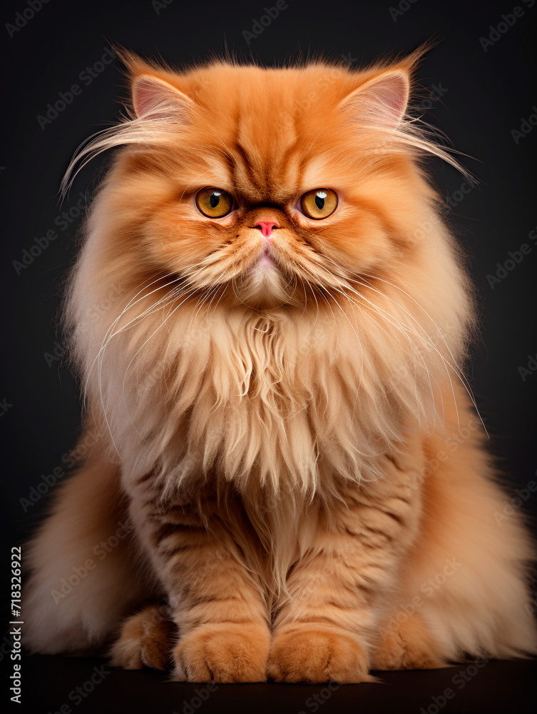 Studio photography of a scottish fold longhair cat on colored backgrounds