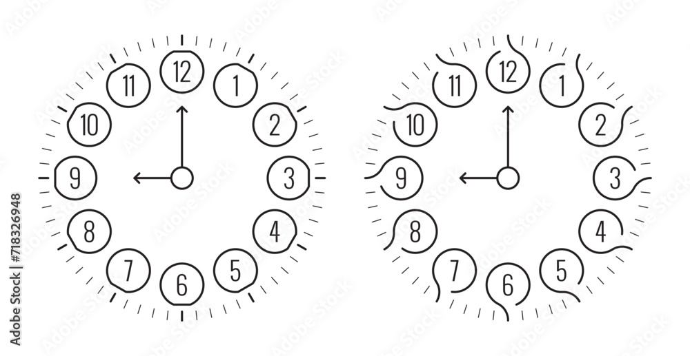 different analog clock symbol set different analog clock symbol set
