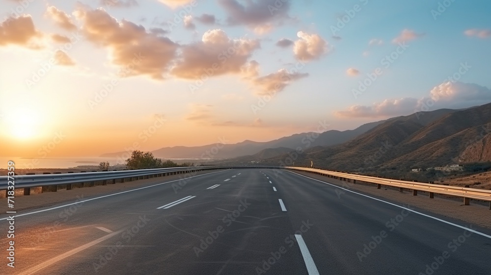 Curved highway desert road sunset scenery photography, ultra HD wallpaper
