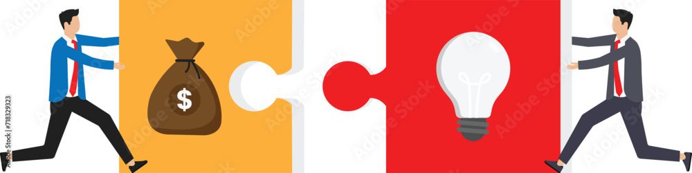 Business invest and Two business holding block money connect ideas icon for the marketing to success concept
Business invest and Two business holding block money connect ideas icon for the marketing to success concept