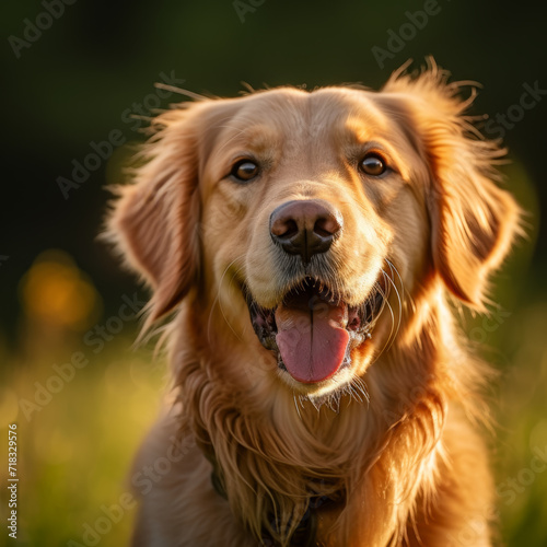 Photorealistic Golden Dog Portrait photo