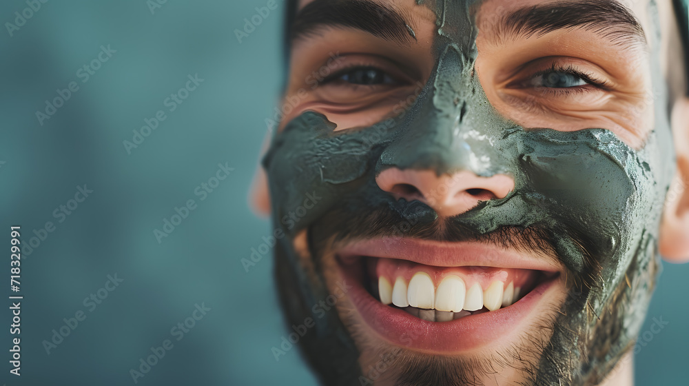 portrait of a male model with care foam on the face portrait of a male model with care foam on the face
