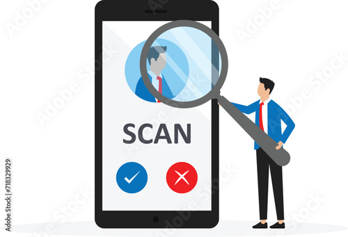 KYC or know your customer with business verifying the identity of its clients concept at the partners-to-be through a magnifying glass concept
