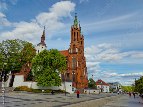 Bialystok, Poland May 4, 2023: Catholic cathedral of Blessed Virgin Mary in the center of the old city. Bialystok, Poland