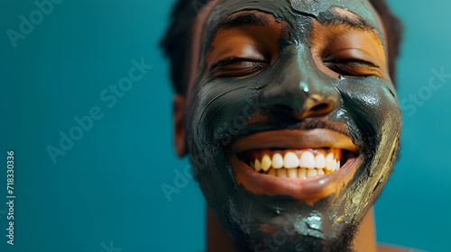 portrait of a afro american male model with care foam on the face © bmf-foto.de