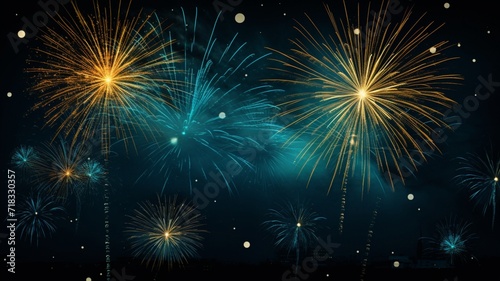 Happy new year celebration night sky fireworks image ____3450