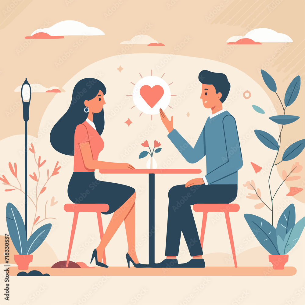 Obraz premium couple date in the restaurant