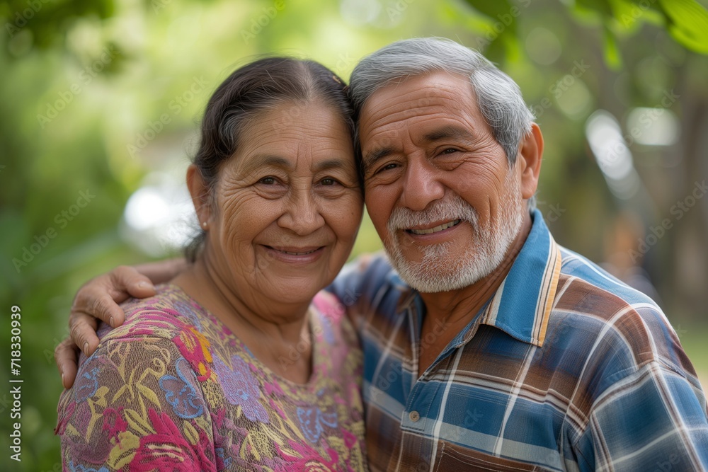 Happy smiling Hispanic senior couple looking at the camera. Happy smiling Hispanic senior couple looking at the camera.
