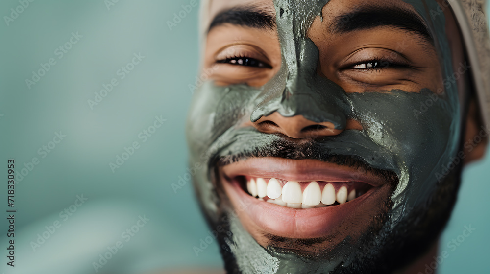 portrait of a afro american male model with care foam on the face portrait of a afro american male model with care foam on the face