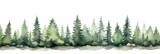 Watercolor Juniper Tree Line on White Background Generative AI