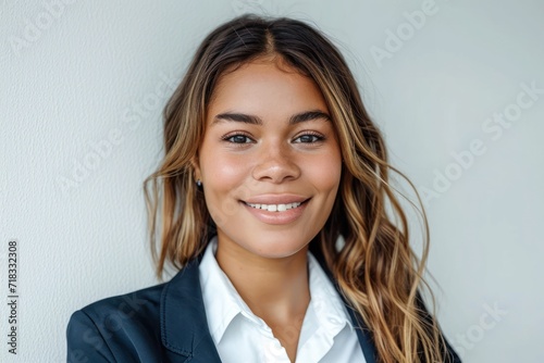 Smiling young businesswoman against white background Free Download Smiling young businesswoman against white background - GFXLoad