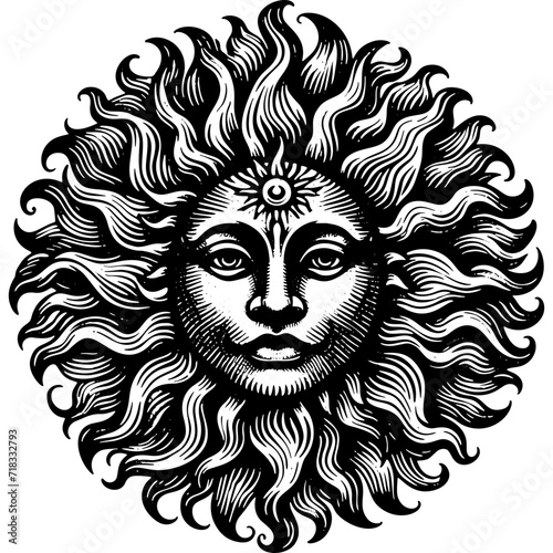Heraldic Sun Face Arms