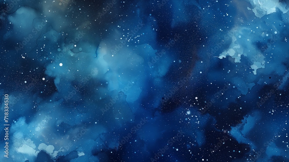 Obraz premium Blue space watercolor background