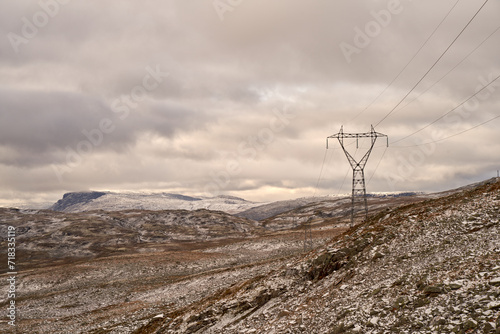 Pylons in Aurland Highland: Stark Beauty in Late Autumn