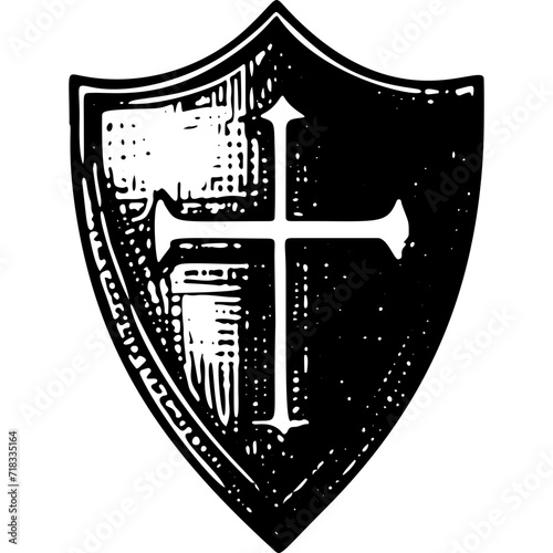 Knight Medieval Metal Shield With Cross