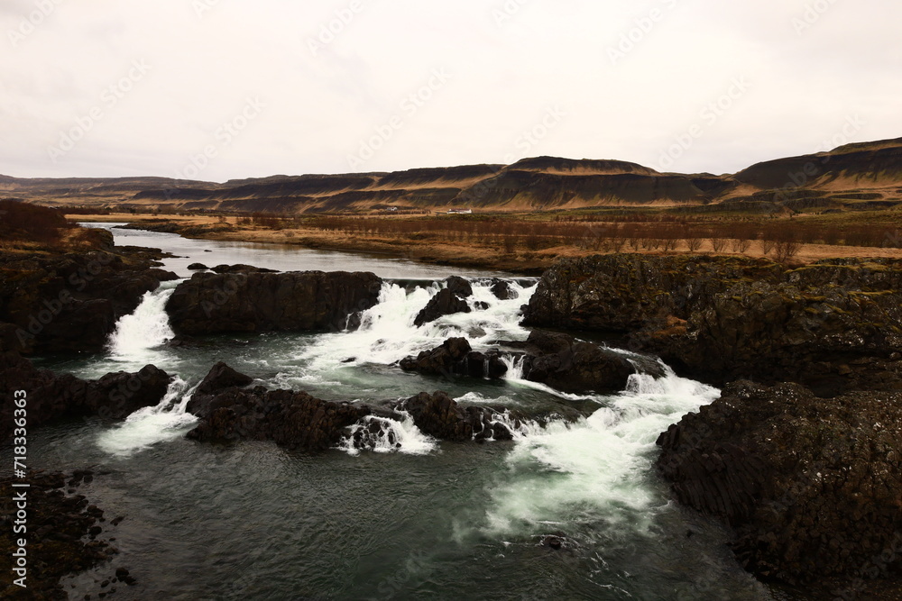 View on a waterfall in the Golden Circle of Iceland