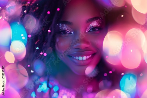 Portrait of a young african american woman with bright make-up