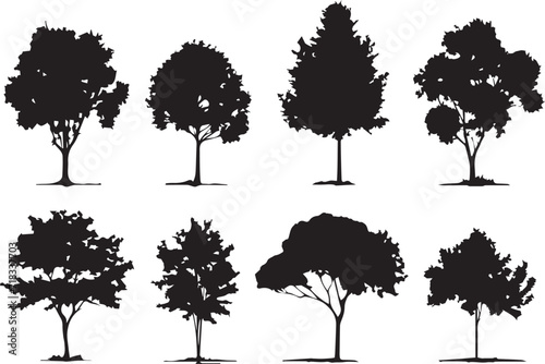 Set Trees. Hand drawn vector illustration