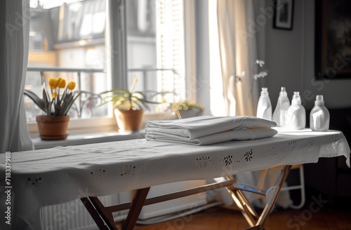an ironing board next to an ironing iron