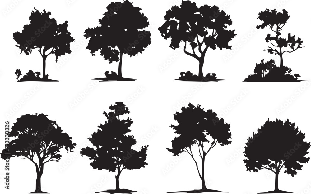 Fototapeta premium Set Trees. Hand drawn vector illustration