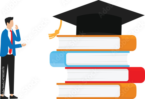 Person pushing a stack of books. Live and online study for websites and mobile websites. Landing page templates. Easy to edit and customize concept
 photo