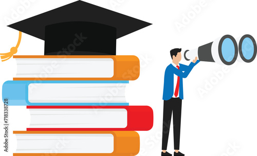 Online education from home to home. Website development, e-learning and mobile site development concepts. The young man sat reading.
