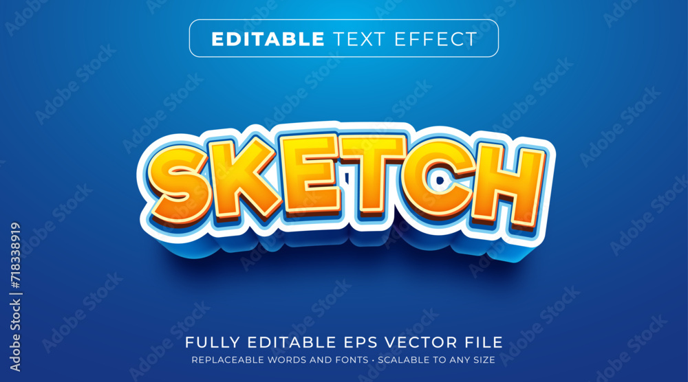 Editable text effect in cartoon sketch style