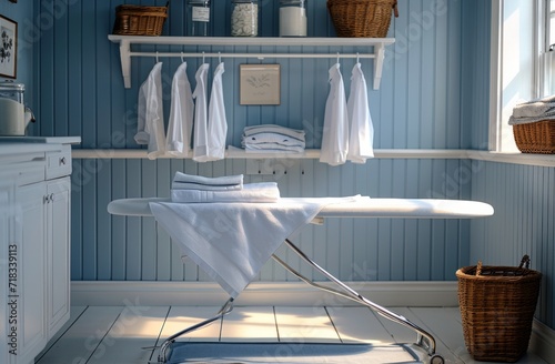 an ironing board next to an ironing iron