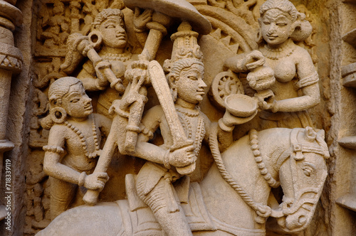 Statues at Rani ki Vav (Stepwell) at Patan, Gujarat, India