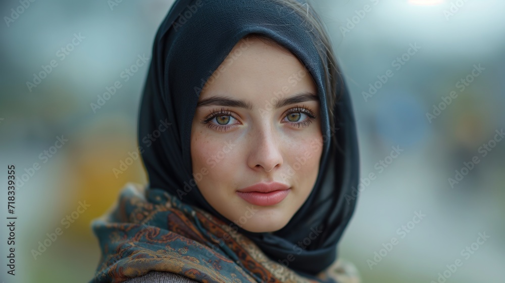 Close up portrait of a beautiful young muslim woman wearing hijab Close up portrait of a beautiful young muslim woman wearing hijab