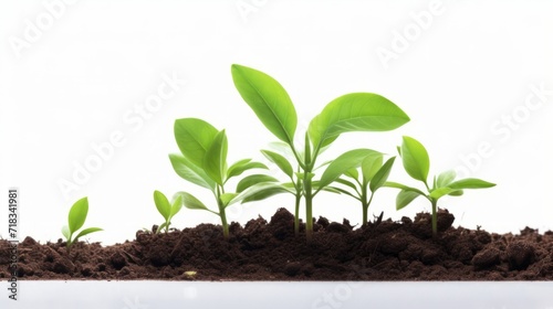 Growing Plant on White Background: Natural Leaf Concept for Agriculture and Environmental Green Business Generative AI