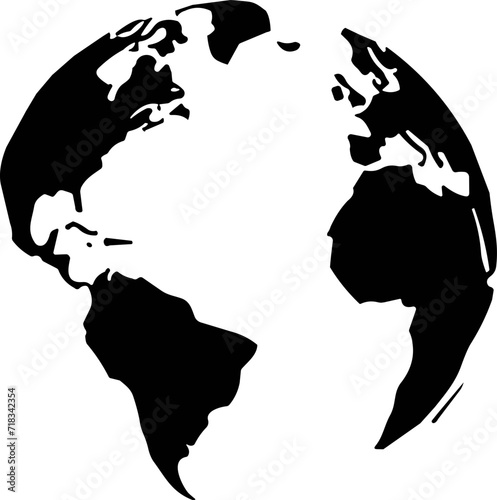 World globe of Earth. Realistic world map in globe shape with transparent texture. earth hemisphere with continents. vector illustration