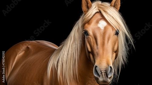 Majestic Palomino Stallion: A Portrait of Quarterhorse Breed Generative AI photo