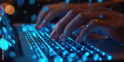 A pair of hands working on a laptop, concept