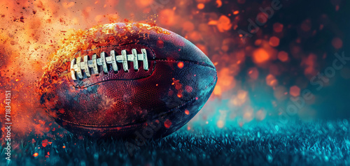 American football ball. Creative sport background