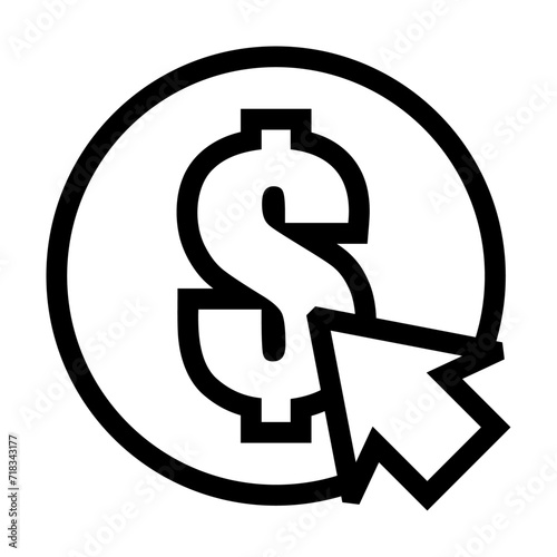Icono de clic pagar. Comprar en línea, botón financiero. Ilustración vectorial