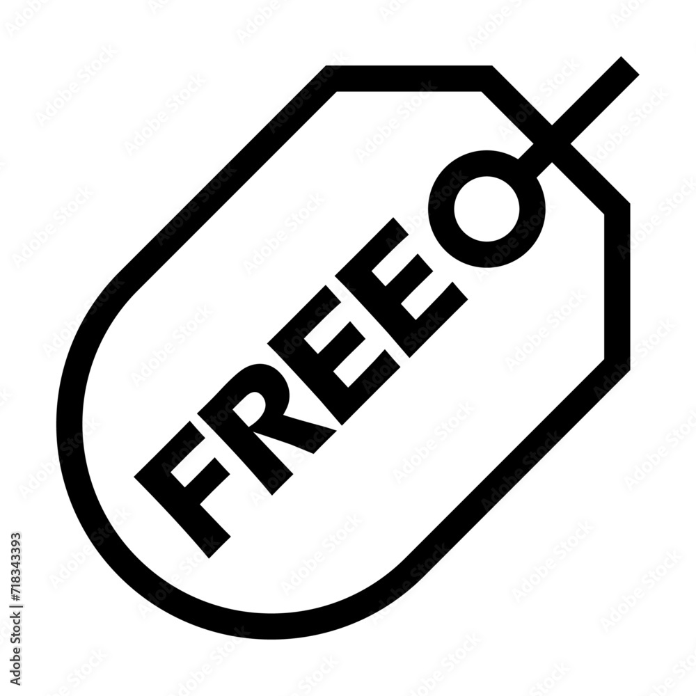 Icono de etiqueta de precio gratis. Oferta gratuita, sin costo, sin cargo. Ilustración vectorial