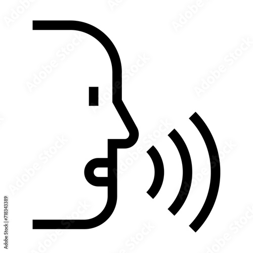 Icono de hablar. Reconocimiento de voz, comunicar. Ilustración vectorial