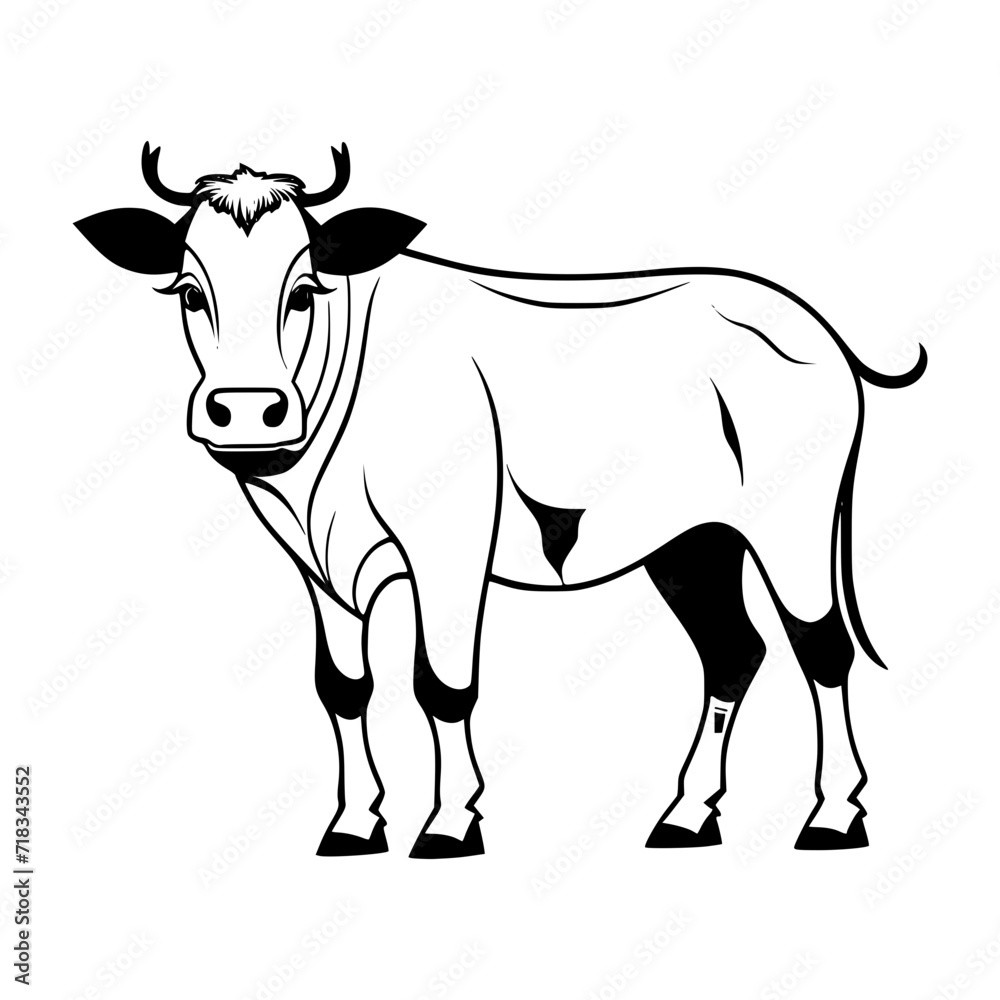 cow on white background