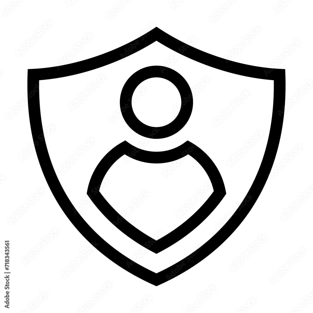 Icono de persona segura. Seguridad de información, datos personales, protección, privacidad. Ilustración vectorial Icono de persona segura. Seguridad de información, datos personales, protección, privacidad. Ilustración vectorial
