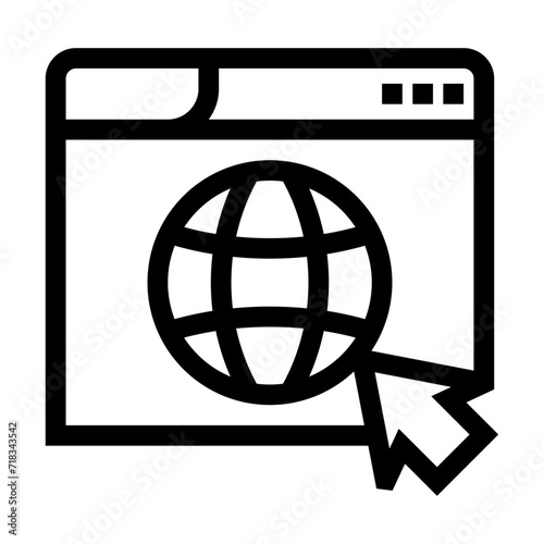 Icono de página web. Navegación, búsqueda global, ventana del navegador. Ilustración vectorial