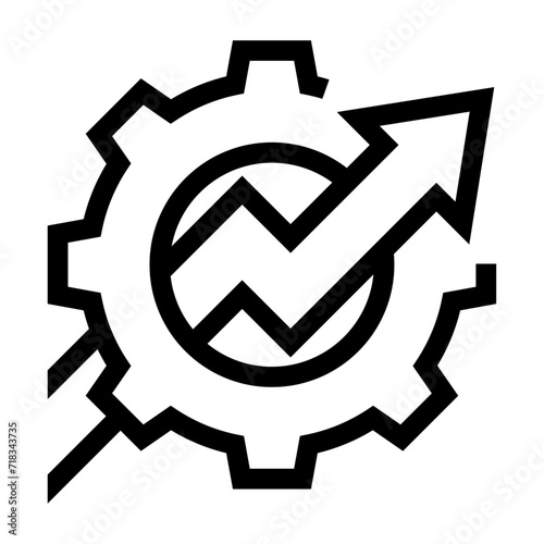 Icono productivo. Progreso, eficiencia, flecha de crecimiento. Ilustración vectorial