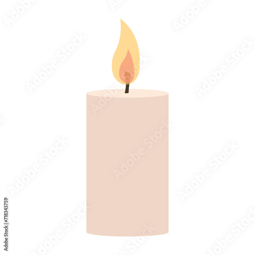 Glowing candle on white bac...