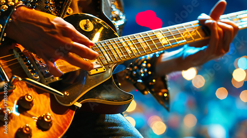 Guitarist in Action, Musical Performance, Rock Concert and Stage Show, Artistic Entertainment